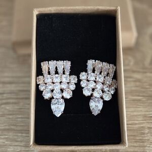A pair of cubic zirconia diamond earrings